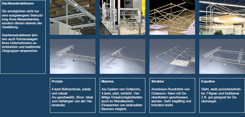 Dachkonstruktionen mieten Messestand Dachkonstruktionen